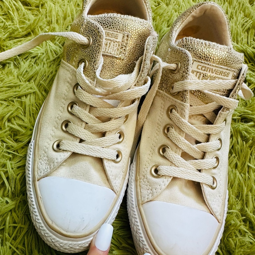 Converse Gold and White Sneakers